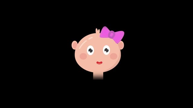 2D face animation. a small child on a black background