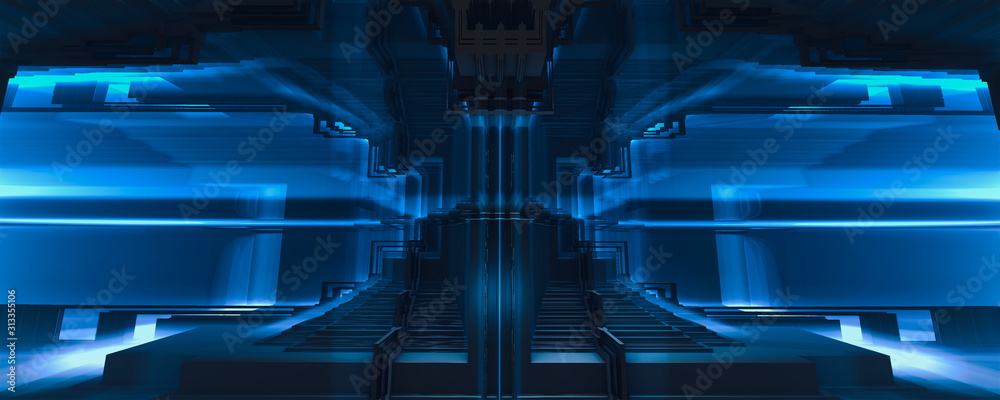 Wall mural Scifi blue energy machine background