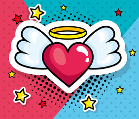 heart with wings pop art style icon vector illustration design © Gstudio