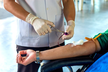 blood donation picture with soft-focus and over light in the background