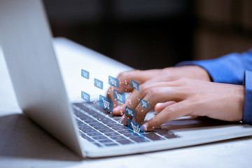 Business using laptop,with shopping cart icon,sale volume increase make business growth and...