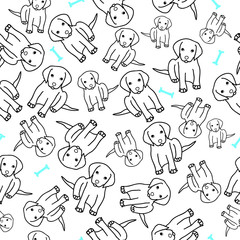 Cute puppy and bone seamless pattern. Good for children clothing, stationeries, wallpaper, textiles, home furnishing, surface pattern.