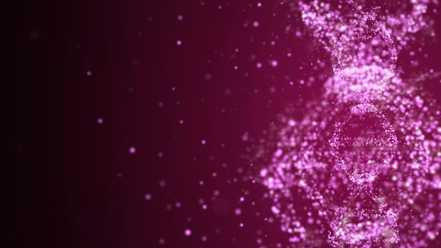Artificial dna structure with shining light particles on dark artistic cyberspace background.