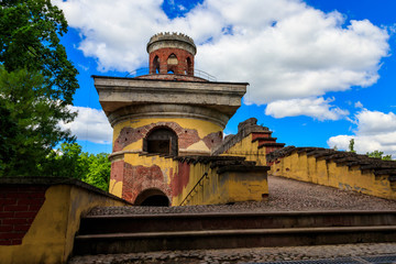 Tower-ruin in Catherine park at Tsarskoye Selo in Pushkin, Russia