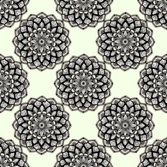 Mandala. Round ornament. Vintage decorative elements. Seamless pattern with indian and ottoman motifs.
