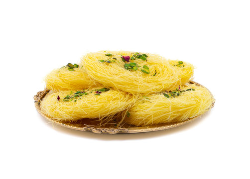Indian Traditional Sweet Food Desi Ghee Ki Pheni Also Know as Sutarfeni, Firni, Seviyan, Laccha, Feni or Fini maid from maida, Sugar and Flavour
