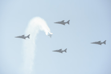 Many fighters train to fly above the sky and fly.