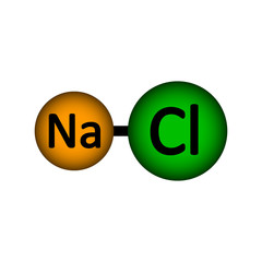 Sodium chloride molecule icon.
