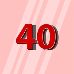 40 Years Anniversary Red Elegant Number Vector Template Design Illustration