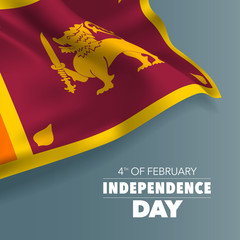 Sri Lanka independence day greeting card, banner, vector illustration