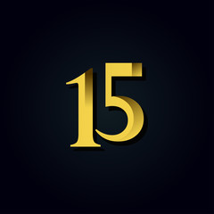 15 Years Anniversary Gold Number Vector Template Design Illustration