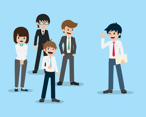 Salary Man Speaking in front of colleagues and supervisors