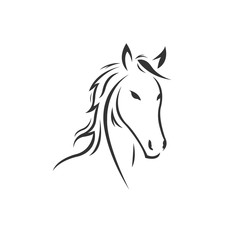 Vector image of an horse black and white. design style. animal. art. symbol. logo. Illustrator. on white background.