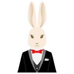 Illustration of a rabbit wearing a tuxedo