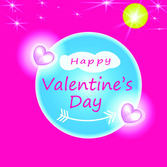 February 14.Designed for Happy Valentine's Day lettering with designed earth on pink background.
