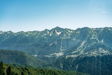 View of Mountains with green forest landscape