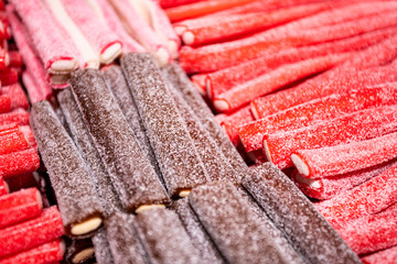 close up a background from colorful sweets of sugar candies