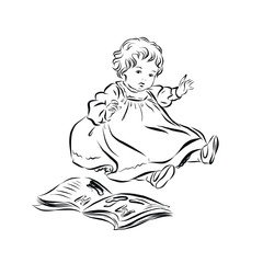 Little kid, vintage child, illustration for children's books