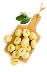 Gnocchi Top View Isolated with Herbs - obrazy, fototapety, plakaty