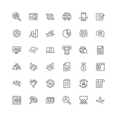 Global money icon set in flat style. Global information vector illustration on white isolated background. Finance data business concept.