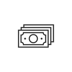 Money stack icon in flat style. Exchange cash vector illustration on white isolated background. Banknote bill business concept.