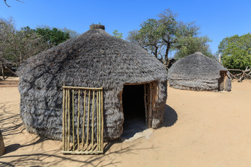 Fototapeta na wymiar Traditional village huts of the Shangaan People.