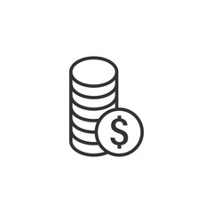 Coins stack icon in flat style. Dollar coin vector illustration on white isolated background. Money stacked business concept.