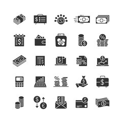 Money finance icon set in flat style. Payment vector illustration on white isolated background. Currency budget business concept.