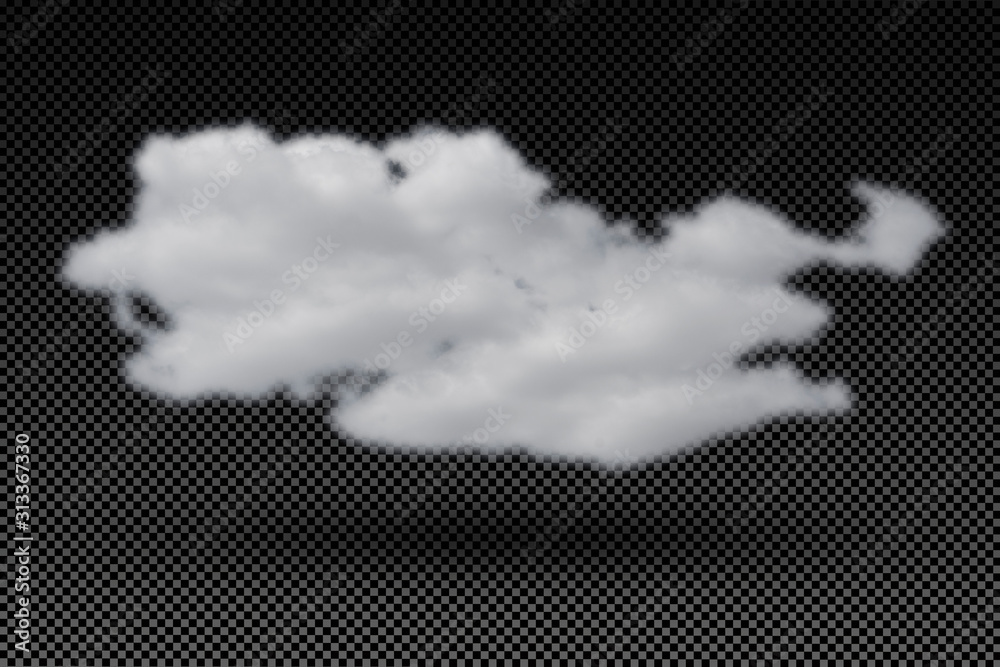 Wall mural large white clouds spread thin in the sky. isolated on transparent background