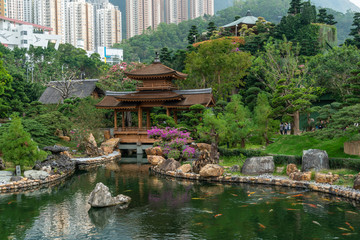 Naklejka premium Beautiful pavilion at Nan Lian garden, Hong Kong