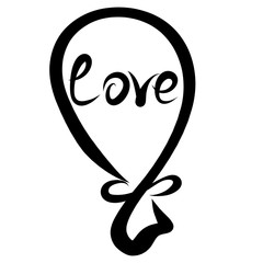 balloon with the inscription Love, black pattern