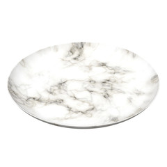 Empty White Marble Plate Isolated on White Background. Realistic 3D Render.