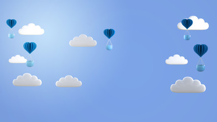 3d render illustration of love and valentine balloon floating.