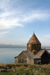 Fototapeta premium Surb Arakelots church in Sevan Monastery. Sevan Lake, Gegharkunik Region, Armenia.