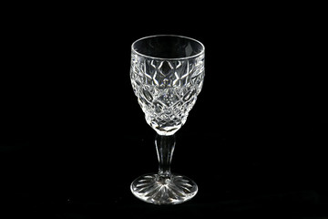 empty wine glass on black background
