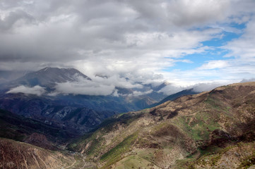 Fototapeta na wymiar Mountainous landscape. View from Zodk (Sotk) Pass. Mountainous Karabakh.