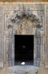 Portal (door) of main church of Spitakavor Monastery. Vayots Dzor Region, Armenia.