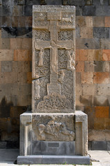 Medieval Khachkar (cross stone). Ejmiatsin town, Armavir Region, Armenia.