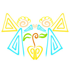 two angels protect a young sprout, a seed in the form of a heart