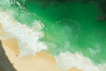 BALI, INDONESIA - DECEMBER 19, 2019: Stunning wild white sand tropical beach