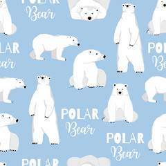 Fototapeta premium Watercolor winter background with polar bear,ice.Vector illustration seamless pattern for background,wallpaper,frabic.Editable element
