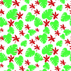 seamless pattern with red berries and leaves