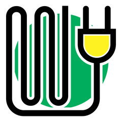 Plug with cord. Device for connecting electrical appliances, flat, graphic image.