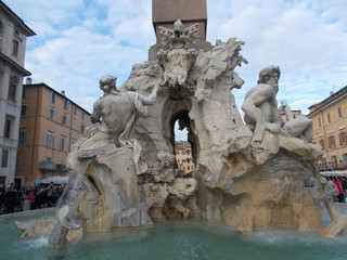 Fontana Quattro Fiumi. Gian Lorenzo Bernini. Piazza Navona, Roma.