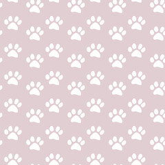 Vector seamless pattern with cat footprints. Can be used for wallpaper, web page background, surface textures.