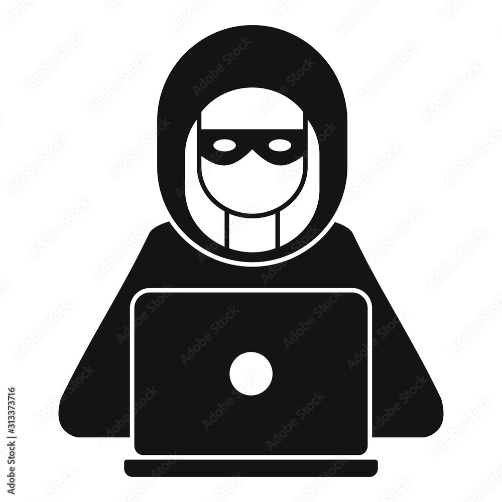 Poster hacker man icon. simple illustration of hacker man vector icon for web design isolated on white back