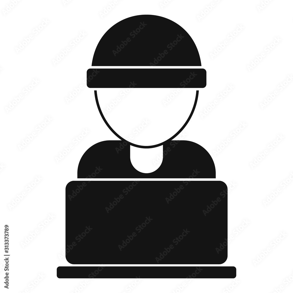 Poster hacker laptop icon. simple illustration of hacker laptop vector icon for web design isolated on whit