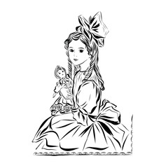 Vintage baby, children lifestyle, graphic line man, kid's silhouette, young people