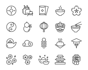 set of chinese icons, chinese new year, asia
