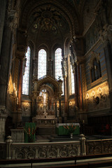 Fototapeta na wymiar High altar of the Basilica of Notre-Dame de Fourvière in Lyon, France